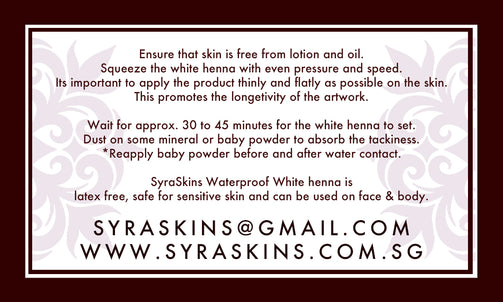 1 Waterproof White Henna Cone - SyraSkins Pte. Ltd.