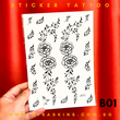 Black 01 Sticker Tattoo - Floral